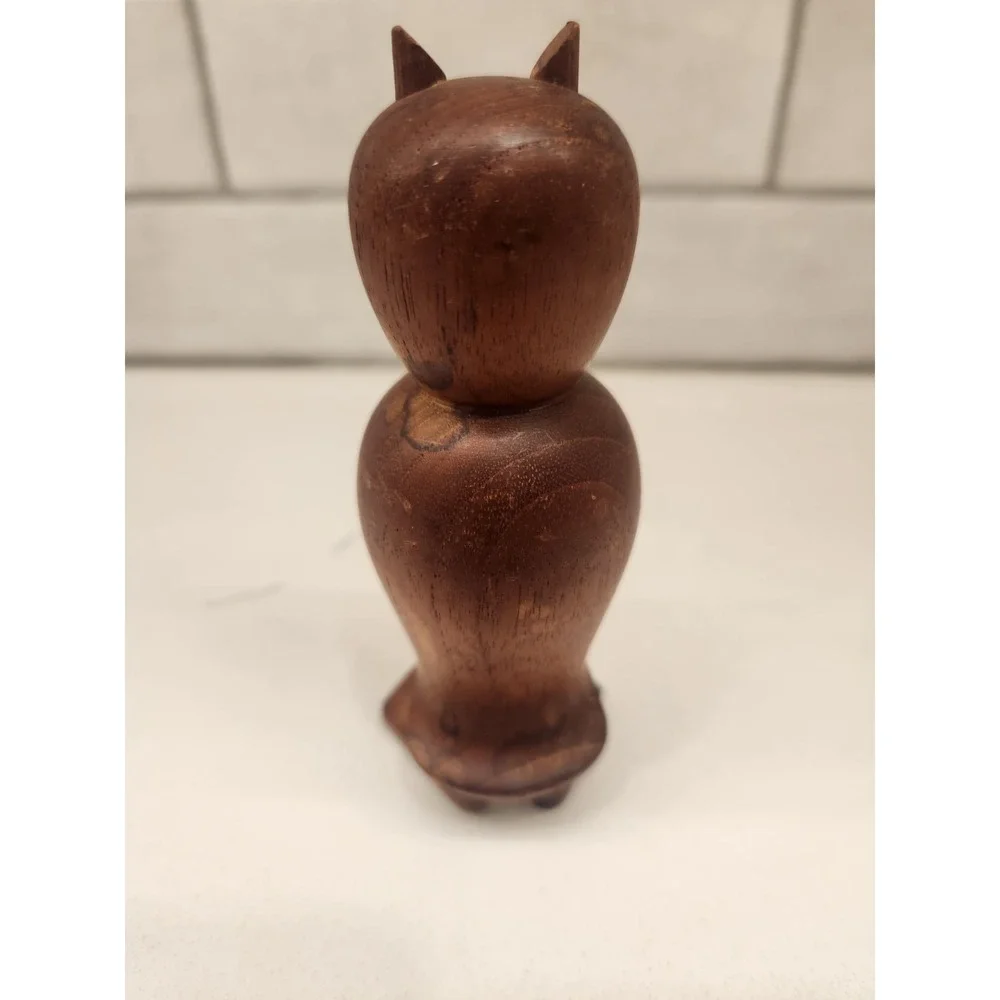 Vintage Laurids Lonborg Wooden Owl Figurine MCM Carved Teak Danish‎ Eames Era 5